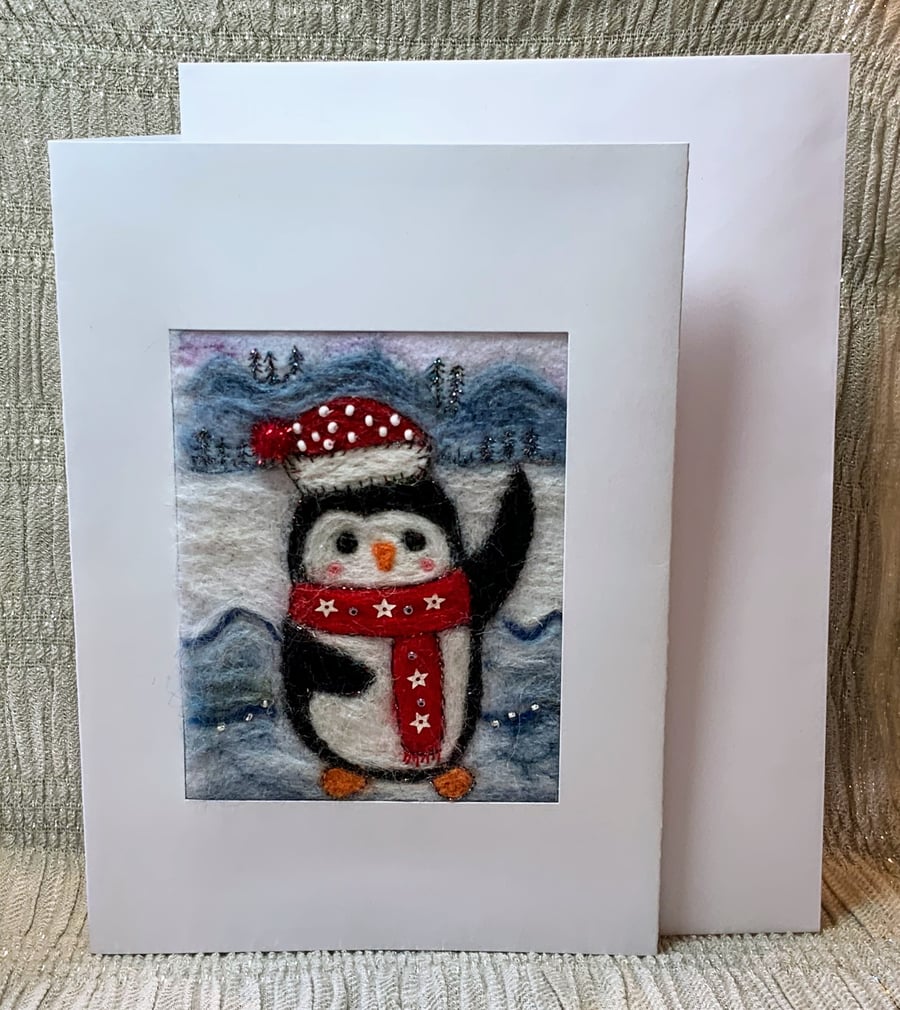 Festive Penguin Christmas Card.
