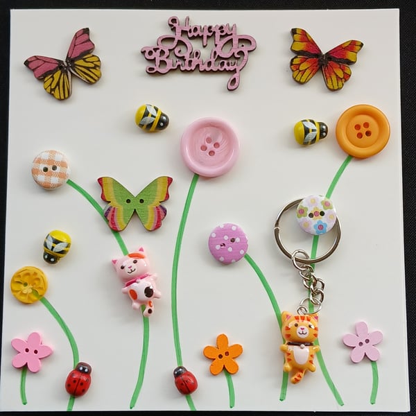 Handmade birthday, keyring card