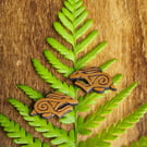 Celtic Running Hare Wooden Stud Earrings 