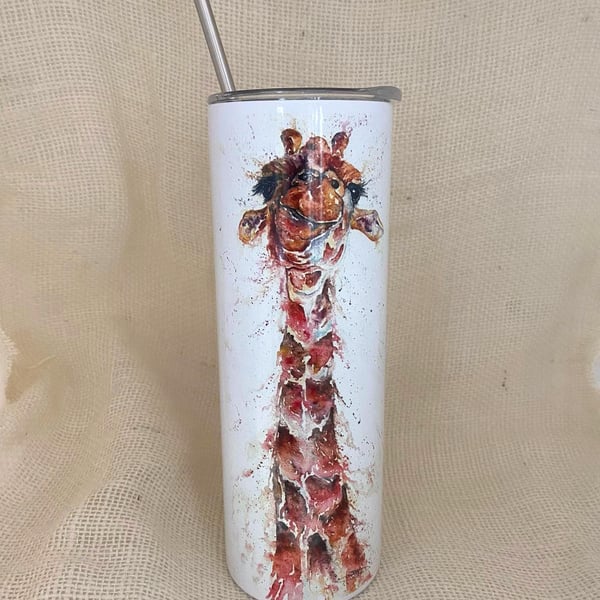 Giraffe Watercolour. 20oz Vacuum-Insulated Stainless Steel Travel Tumbler, Sliml