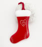 Fused Glass Christmas Stocking Hanging Decoration (Red)