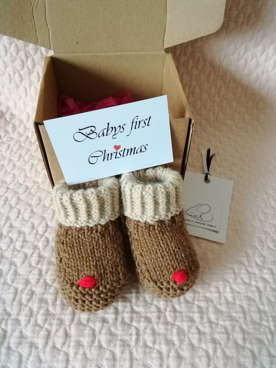 Christmas baby reindeer booties 