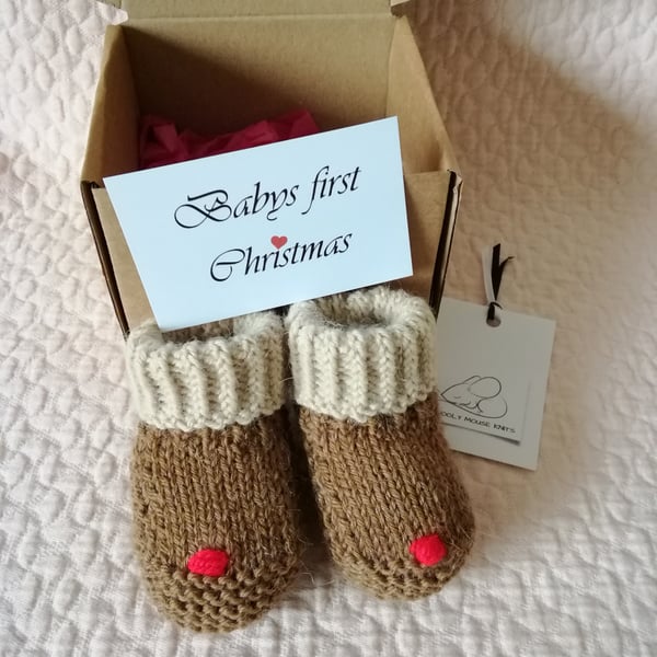 Christmas baby reindeer booties 