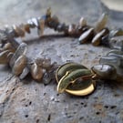 Bracelet from labradorite with brass clasp