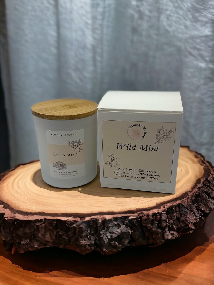 Wood Wick Scented Candles, Highly Scented Home Fragrance, White Jars, Flower Wax