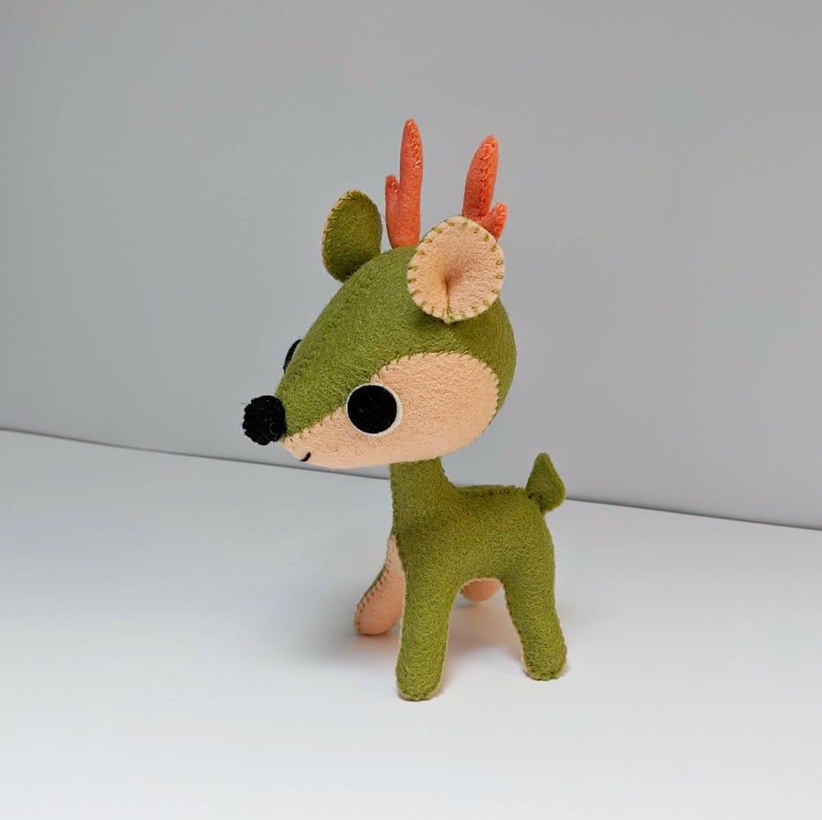 Green and peach retro style Deer ornament