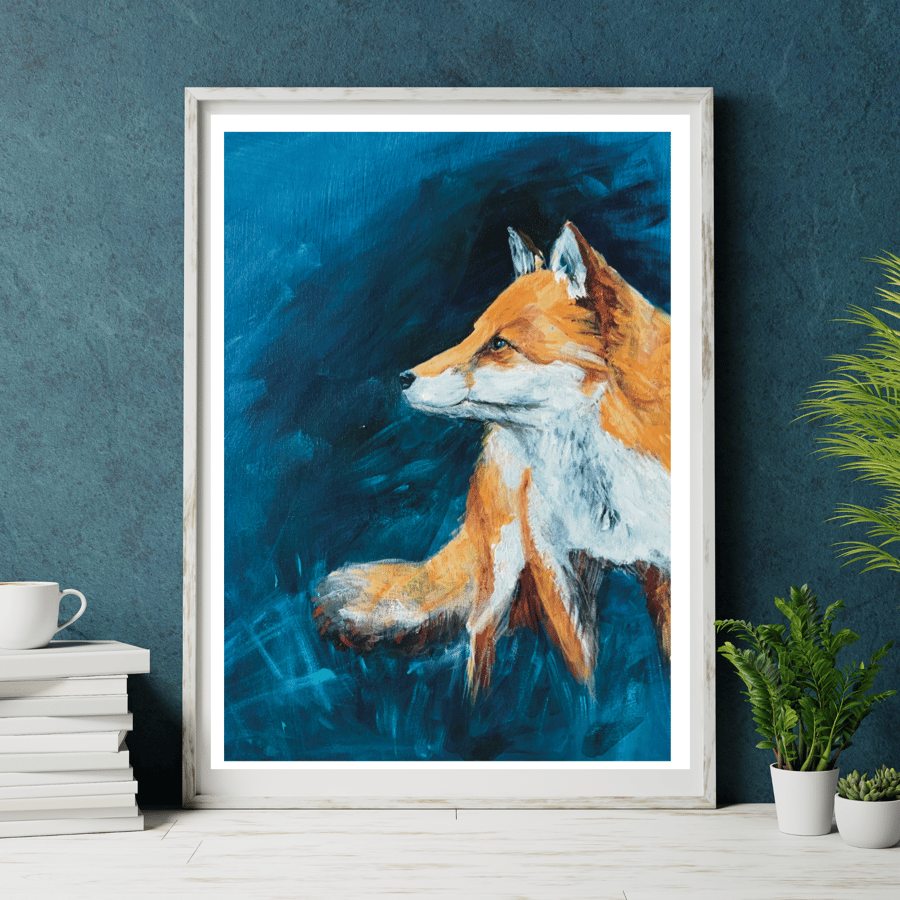 Art print of original fox painting wildlife artwork 