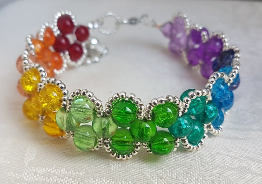 Gorgeous Rainbow Spectrum Cuff Style Bracelet