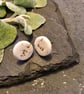 Ceramic button earrings - white speckle - Image 1
