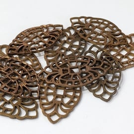 25x Brass Stampings, 29mm x 15mm, Filigree Pendant, RB784