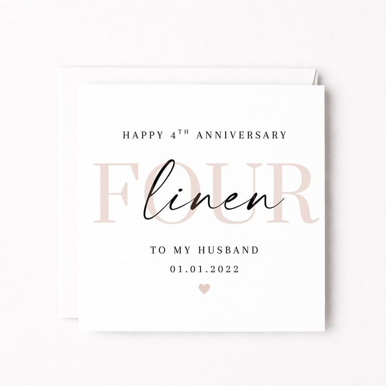 Personalised 4th Anniversary Card – Linen Anniversary for Husband or Wife