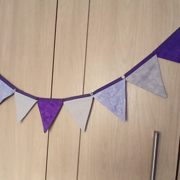 Purple & Grey Bunting - 2.5 metre string, home decor, craft shows, weddings