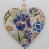 Pretty floral wooden heart hanging decoration decoupage 