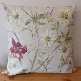 Wild Flowers Cushion Cover, Prestigious Floral Fabric Throw Pillow, 16", Zip