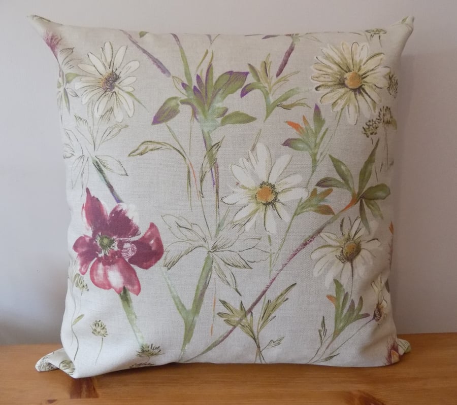 Wild Flowers Cushion Cover, Prestigious Floral Fabric Throw Pillow, 16", Zip