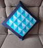 Blue Triangle Patchwork Cushion Cover - Image 2