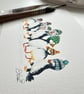 Watercolour Print Puffinry Of Puffins - Signed - Image 1
