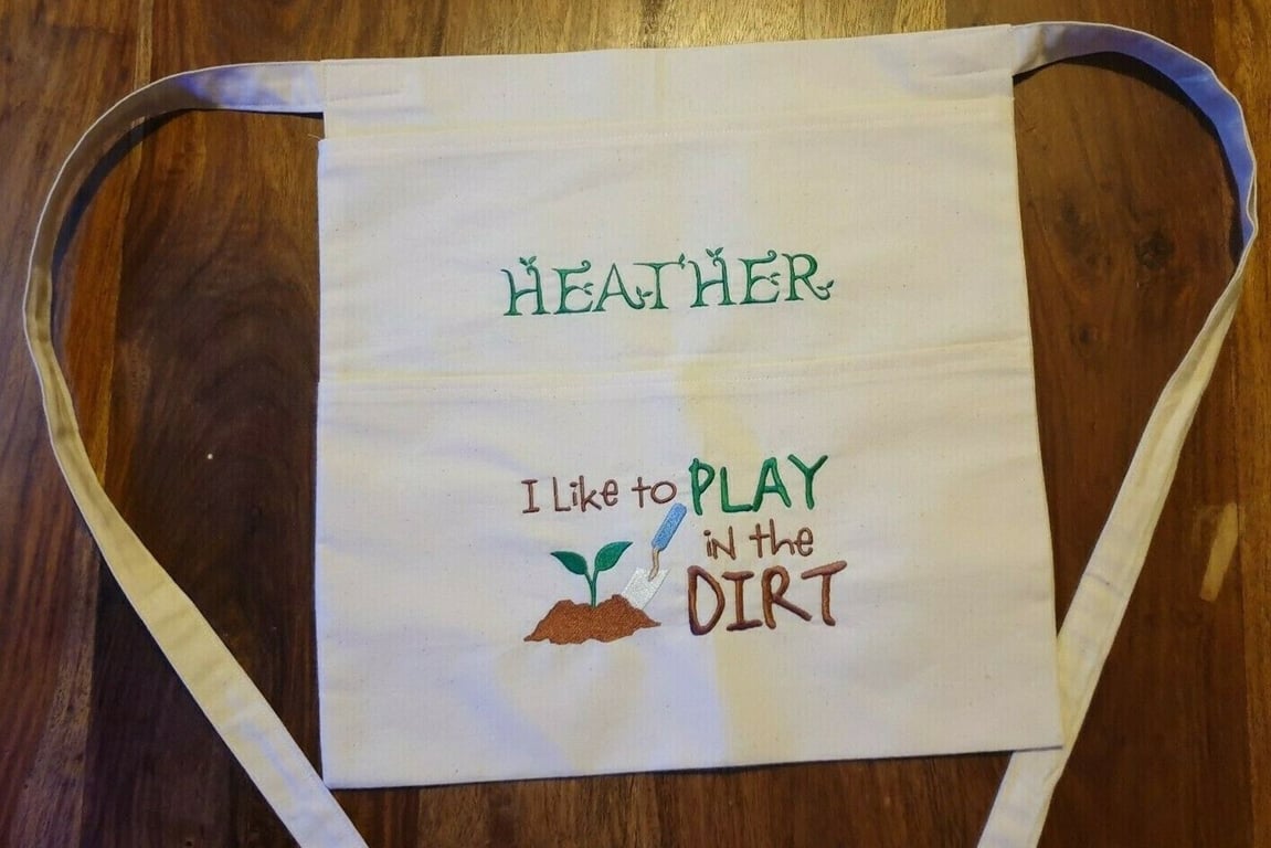 Handmade fabric Personalised Gardening Apron 2 pockets great present Mothers Day