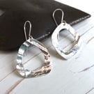 Asymmetrical Silver Hoop Earrings Christmas Present Stocking Filler