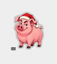 Funny Christmas Sticker Vinyl Xmas Decal For Adults - Cute Cheeky Pig