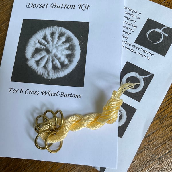 Kit to Make 6 x Dorset Cross Wheel Buttons, Clotted Cream, 15mm