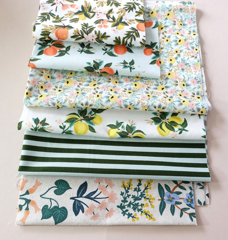 Rifle Paper Co Primavera Fruit and Floral Cotton Fabric Bundle, Quilt, Patchwork