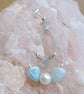 Natural Aquamarine Sterling Silver Earring With Shell Pearl, Pale Blue Gemstone - Image 4