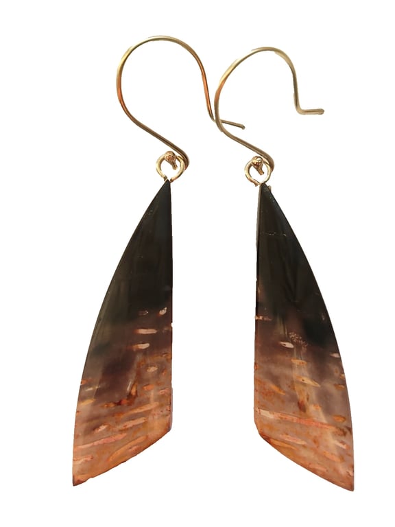 Fossilized Palm Root Earrings Sterling Silver 925 Jewellery Gift Petrified Wood