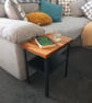 Vintage Metal Frame Side Table with Solid Oak Top - Image 2