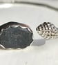Black Seaglass & Seashell Adjustable Bangle Sterling Silver Handcast Jewellery - Image 3