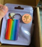 Rainbow Handmade Wooden Keyring with Rainbow Heart Charm - Image 3