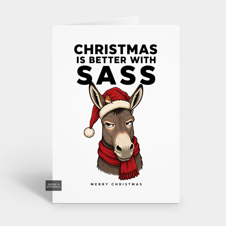 Funny Christmas Card - With Sass Donkey