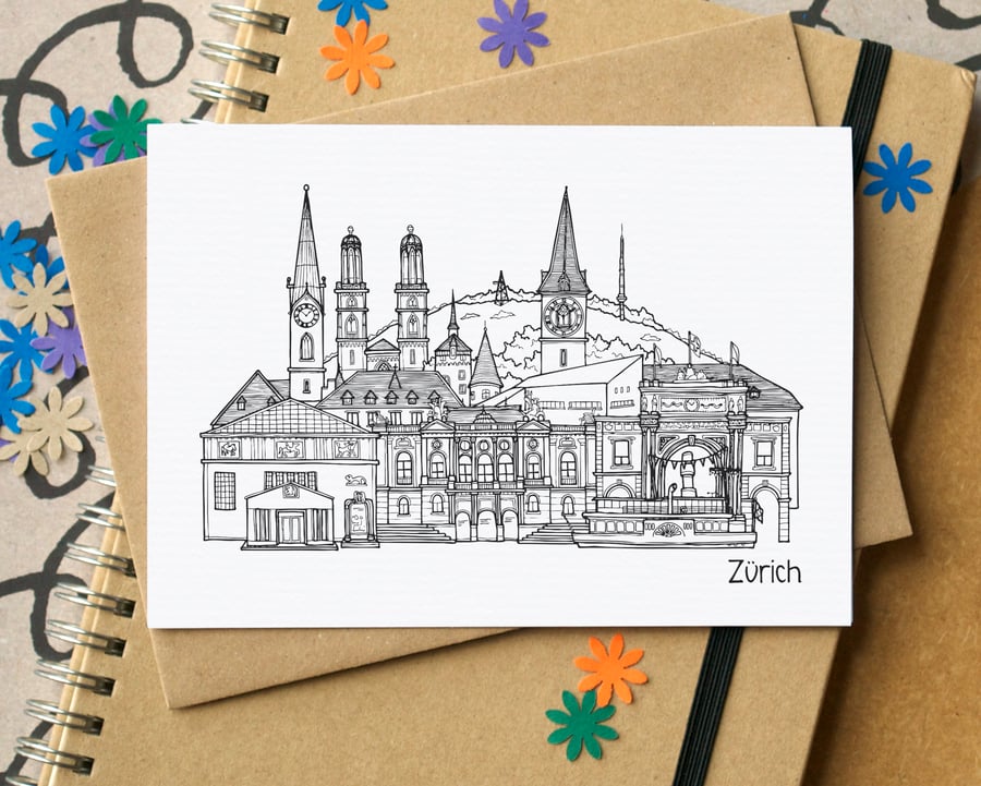 Zurich Skyline Greetings Card