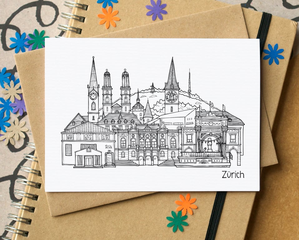 Zurich Skyline Greetings Card