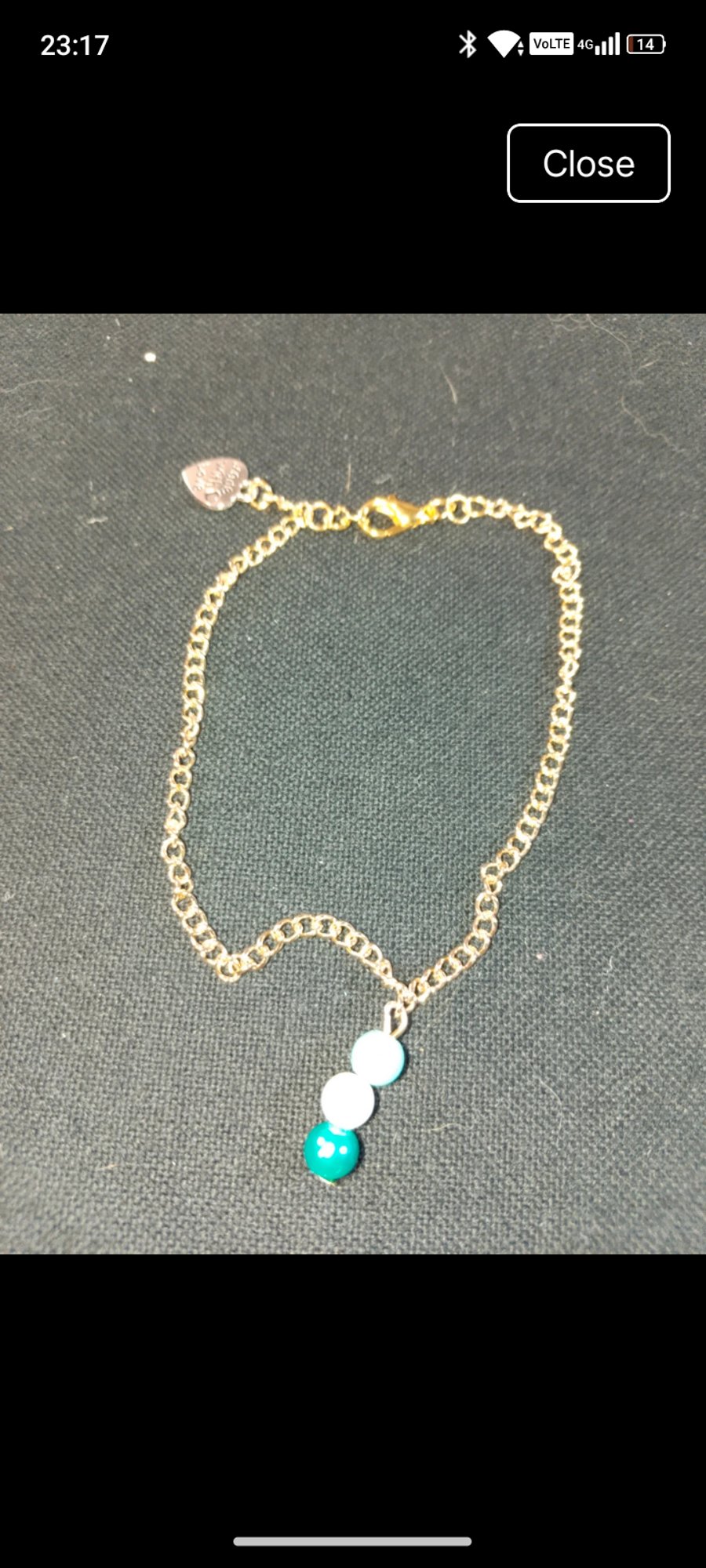 Handmade Gold plated bracelet with beads.