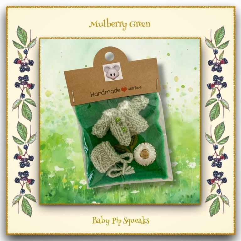 Teeny Tiny Pale Green and White Layette set for the Baby Pip Squeaks