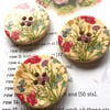 Summer meadow wooden buttons x6