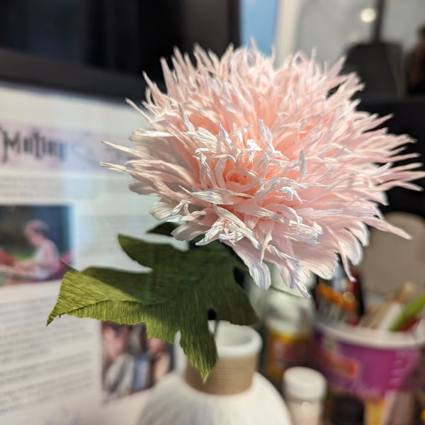 Crepe paper Pom pom poppies - single stem