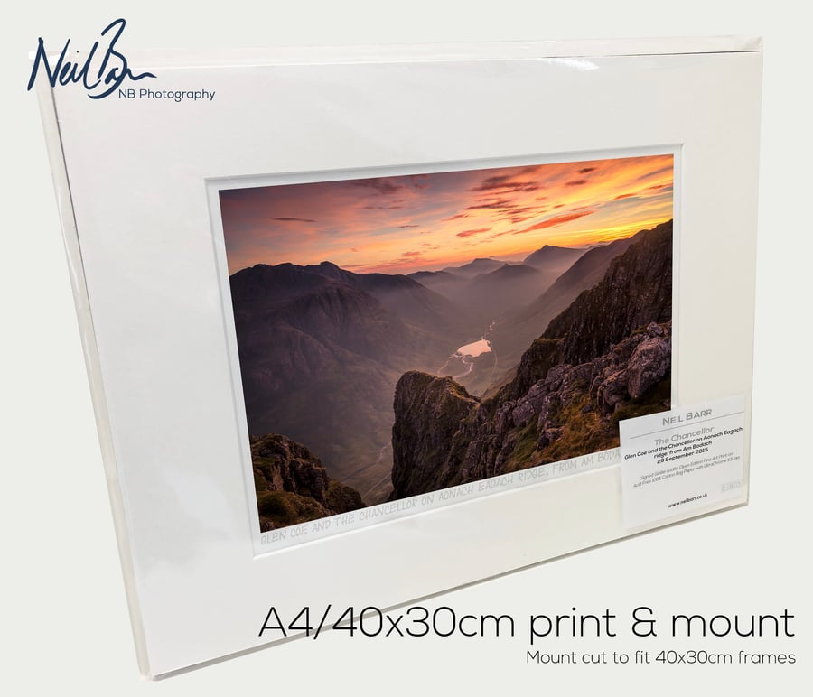 The Chancellor Aonach Eagach Ridge Glen Coe - A4 (40x30cm) Unframed Print