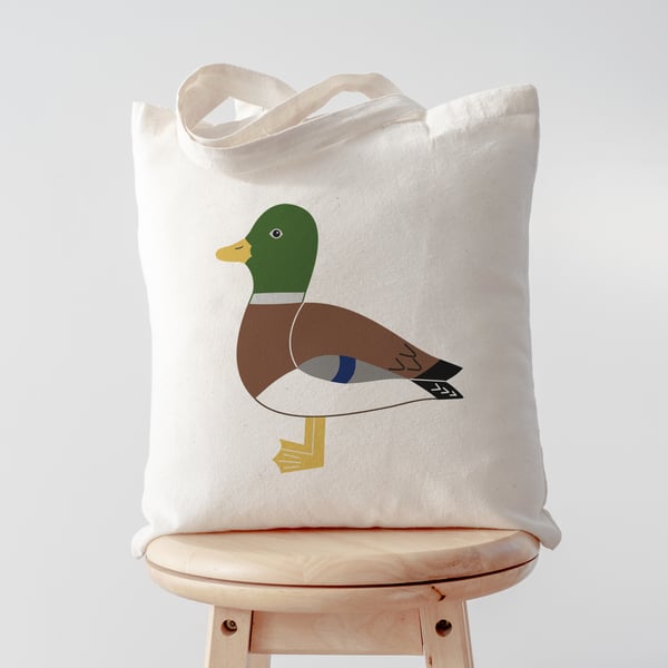 Mallard Tote Bag, Duck Tote Bag, Drake Design, Mallard Print, Eco Shopping Bag