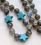 Labradorite and turquoise howlite star knotted cord necklace  - Image 3