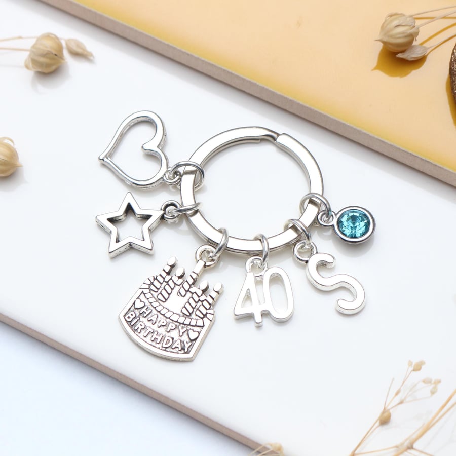 Personalised 40th Birthday Keyring - Friends 40th Birthday Keepsake, Fortieth