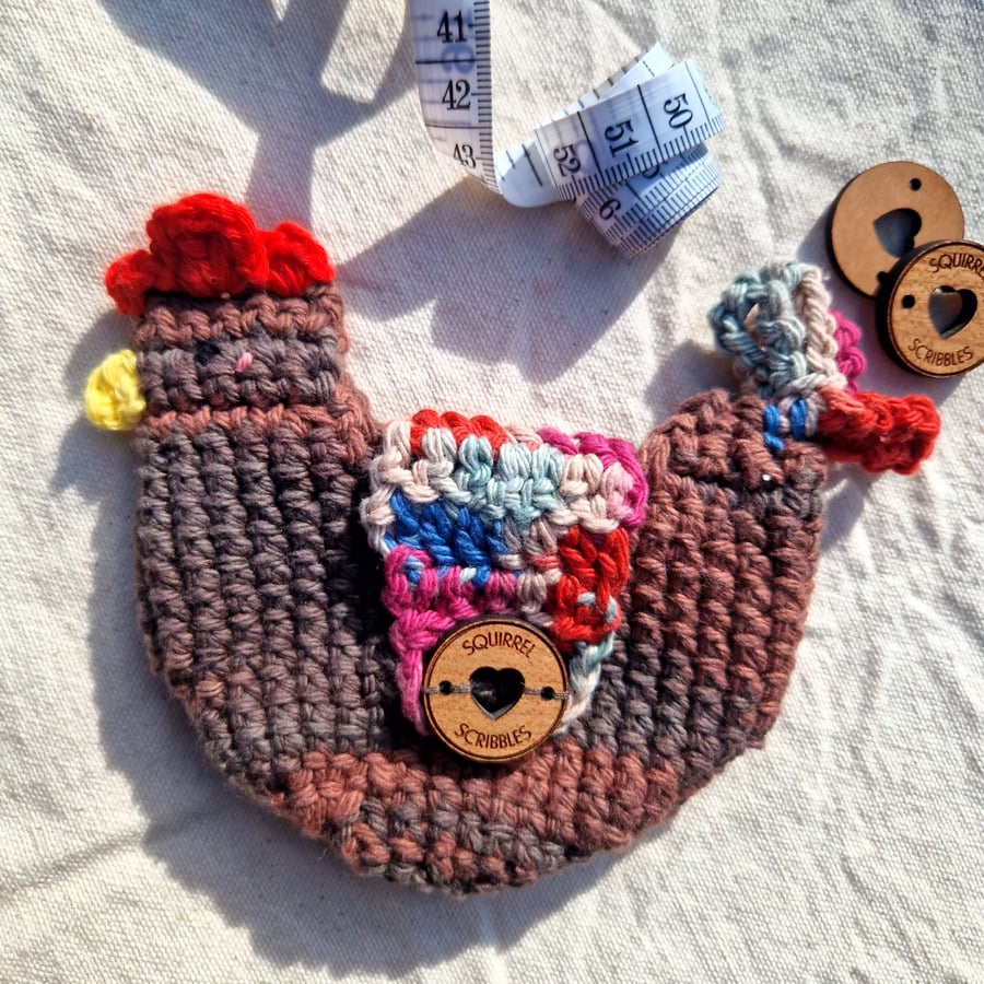 Brown chicken small pouch cotton coin purse, Birthday gift, Christmas gift