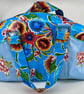 Handmade turquoise floral oilcloth fully lined retro weekend travel bag - airlin