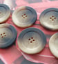 1 & 1 8" 28mm 44L Vintage Italian Polyester Horn Buttons: Cream Beige Brown Mix - Image 1