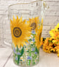 Glass Jug Hand painted with Sunflowers - Image 4