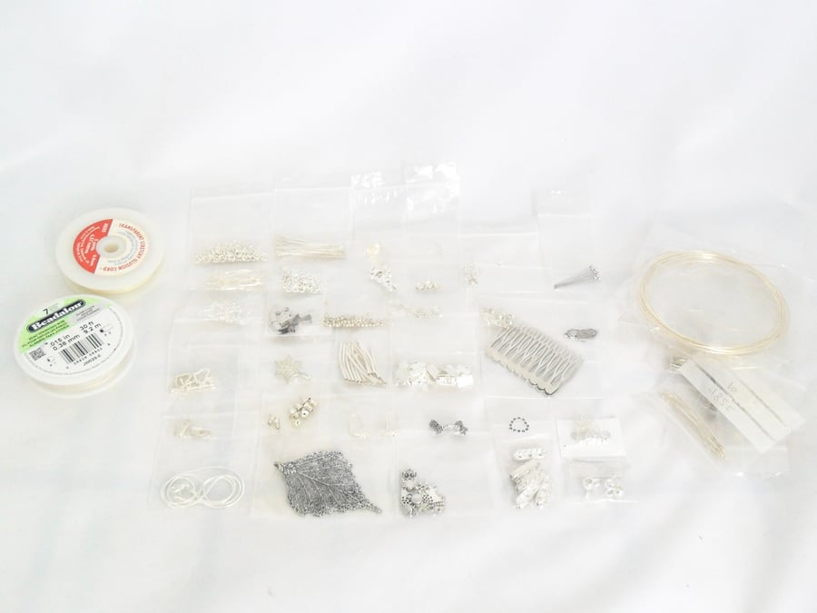 De-stash. Miscellaneous silver-plated jewellery findings