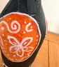 Hand Painted Decorative Bottle Vase Tribal Design Upcycled Glass Modern Boho art - Image 3
