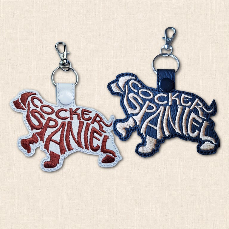 Cocker Spaniel Keyring - Dog Silhouette Word Art Accessory