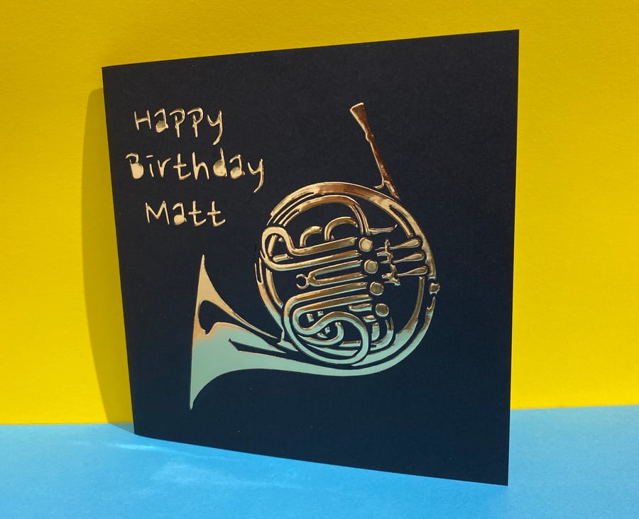 Personalised French Horn Birthday Card